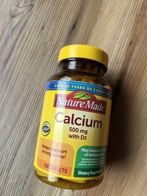 Nature Made Calcium 500 mg with Vitamin D3 for Bone Health, 130 Tablets
