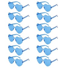 Heart Sunglasses 12/24 Pairs Funny Heart Shaped Glasses for Women Blue 12 Pairs
