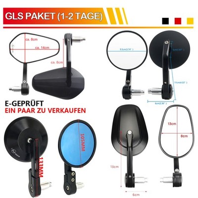2x 7/8'' E-Geprüft Motorradspiegel Lenkerenden Spiegel Motorrad Rückspiegel Set