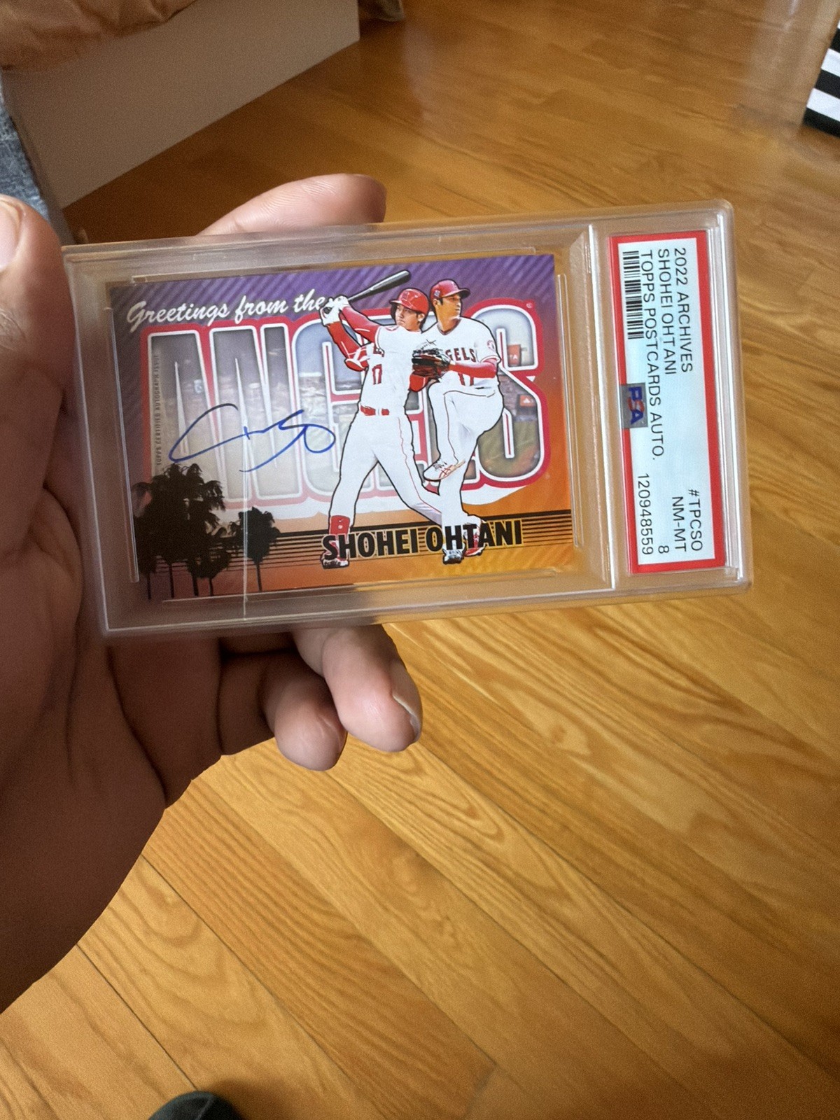2022 Topps Archives Shohei Ohtani #TPC-SO Postcard On Card Auto PSA 8 NM-MT