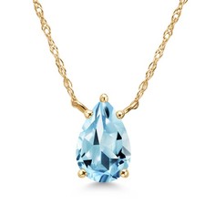 14K Yellow Gold Sky Blue Topaz Pendant Necklace for Women  1.32 Cttw 