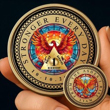 Custom Phoenix Sobriety Coin - AA Recovery Chip Sober Birthday Gift