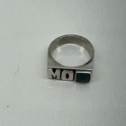 Vintage Sterling Silver Turquoise Inlay Initial Ring “MO” Men’s Size 7.5 – 8.25g