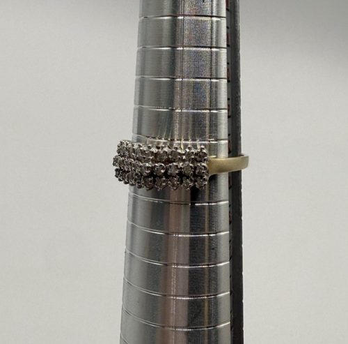 10K Yellow Gold 3 Row Diamond Ring Ladies Size 8.25 Vintage - Bild 5 von 5