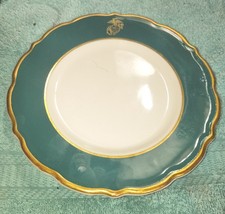 Vintage Rare Syracuse China USMC US Marine Corps  8"  plate green/gold 6NN #3+