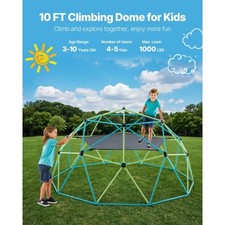 VEVOR Climbing Dome, 10FT Geometric Dome Climber with Swing  Hammock, 1000LBS L