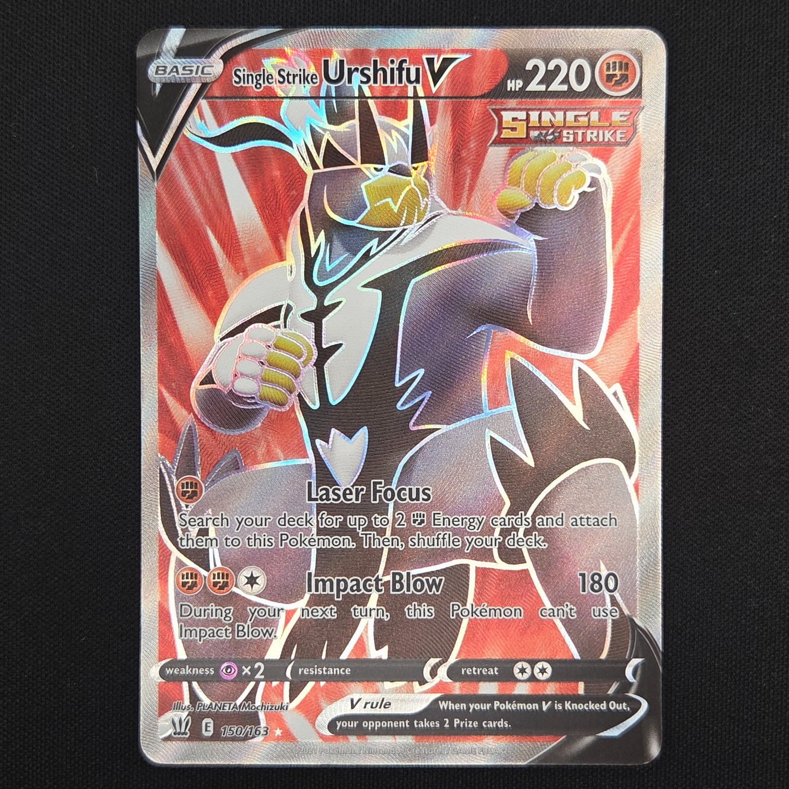Pokemon TCG Card Single Strike Urshifu V 150/163 Battle Styles Full Art - NM