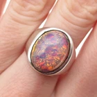 CECILIA TONO 925 Sterling Silver Vintage Mexico Real Doublet Opal Ring Size 8.25