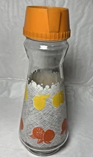 Vintage 70s Admiral Juice Refrigerator Jug Lemon Orange Glass Carafe Pour Spout