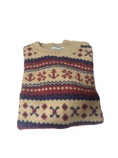 UNIQLO Knit Sweater L Anchor Fair Isle Crew Neck Warm Classic