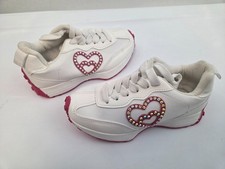 Bebe Girls sz 12 White / Pink Heart Trim Sneakers NEW