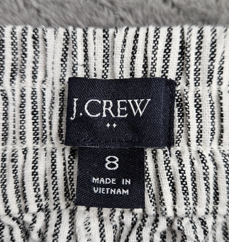 Женские брюки J.Crew в полоску из льна хлопка на шнурке на талии черные белые размер 8 - Изображение 4 из 4