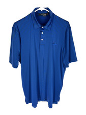 RALPH LAUREN RLX Golf Polo Shirt Size Large Blue Striped Short Sleeve Mens