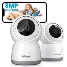 2K Indoor Security Camera 2-Pack 5G WiFi 360 Pet Dog Baby Cam AI Tracking