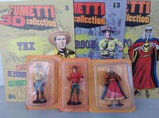 LOTTO 3 STATUETTE BONELLI TEX KIT CARSON MEFISTO FUMETTI 3D COLLECTION FASCICOLI