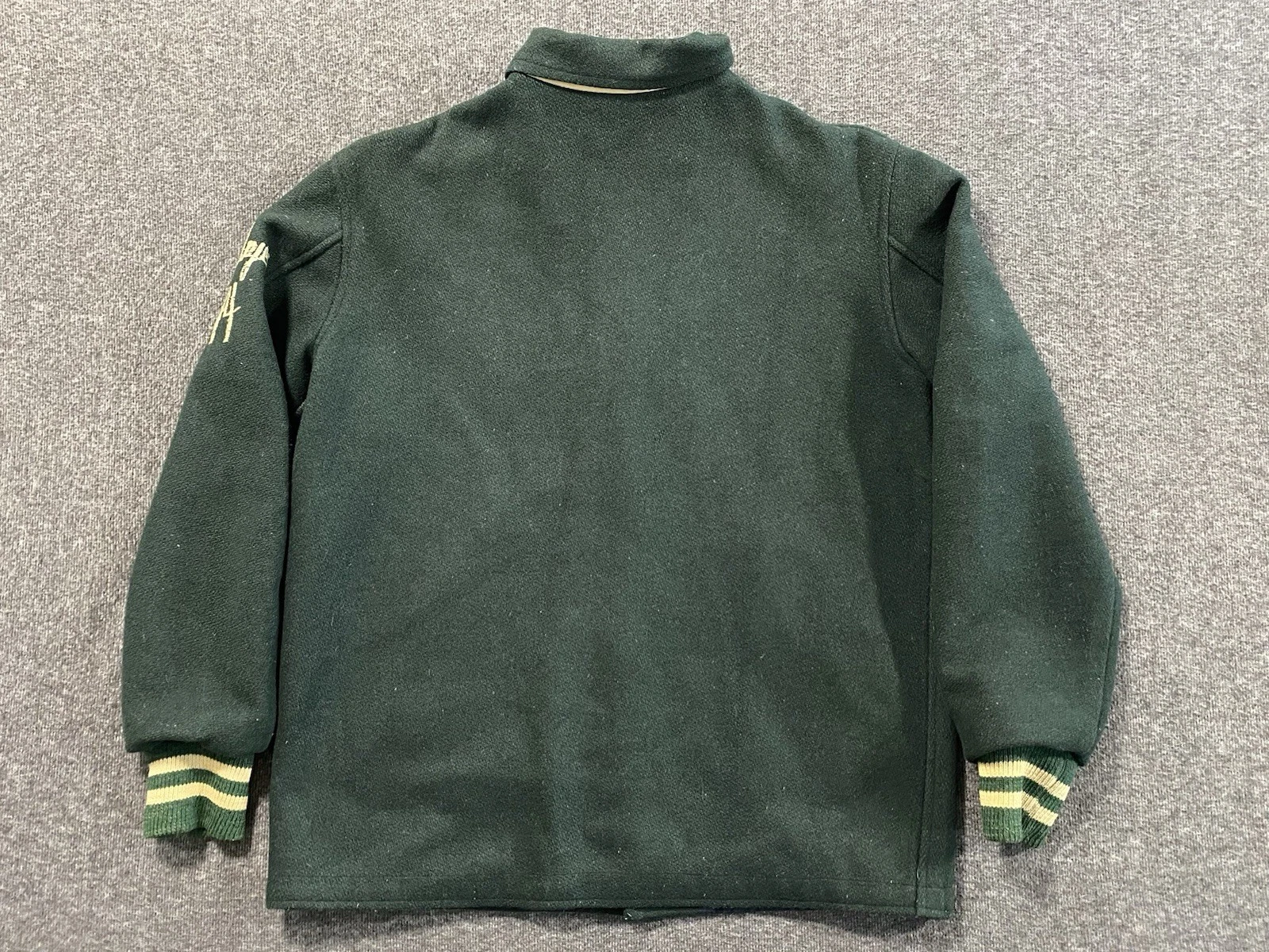 Vintage 70s Varsity Jacket Mens Small Green Wool Preppy Quaboag League Champs image 2