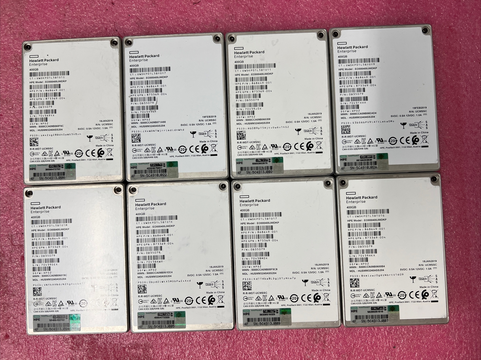 Lot Of 8 868649-001 HPE 400GB SAS 12G WI SFF SC DS SSD | eBay