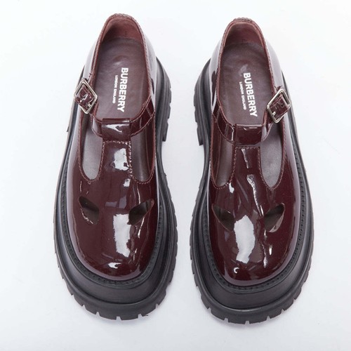 BURBERRY Aldwych Star burgundy patent maryjane platform shoes EU36 - Picture 2 of 14