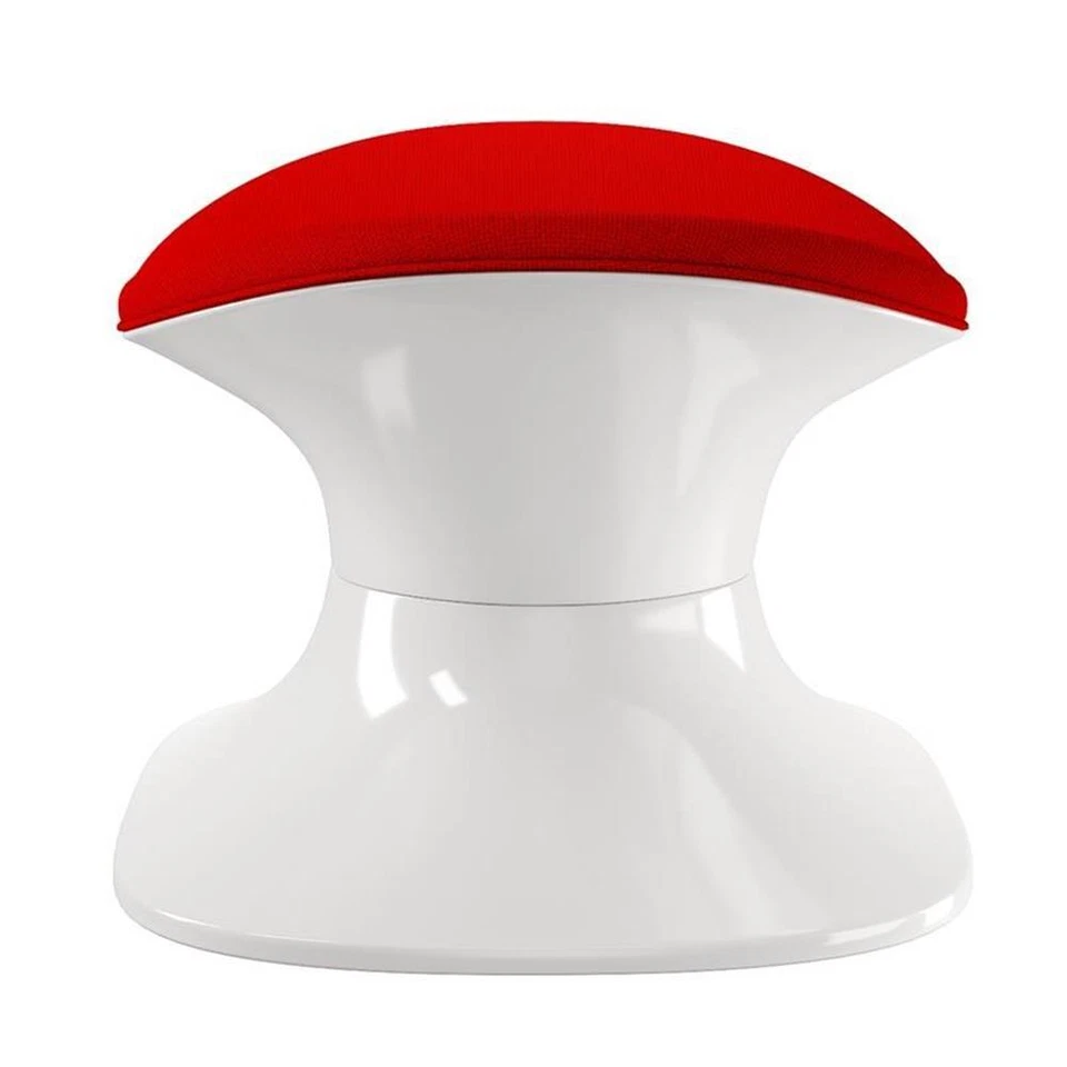 Pemberly Row Modern 14.5" Mid-Century Cotton Alpha Ottoman in Red - Image 3 of 3