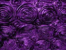 "Purple Satin Fabric with Rosettes: Sold by the Yard - Satin Floral Decoration w