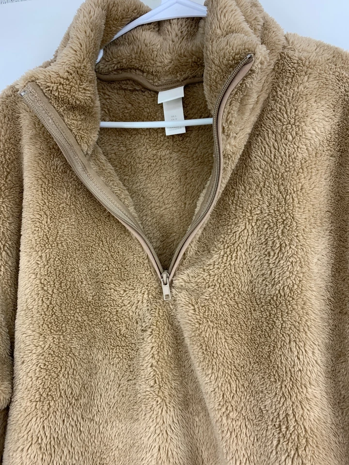 Chaqueta pulóver ligera de peluche de piel polar H&M para mujer talla L 1272 tostada Foto 3 de 4