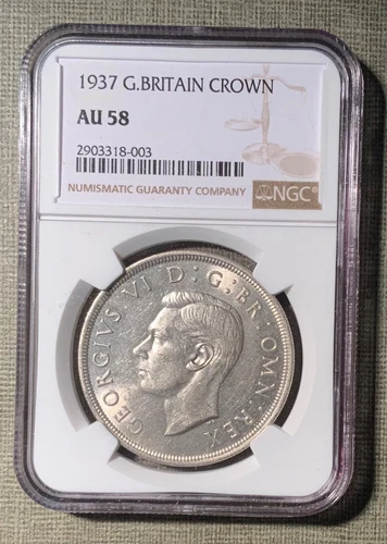 1937 GREAT BRITAIN SILVER CROWN NGC AU58 KM#857
