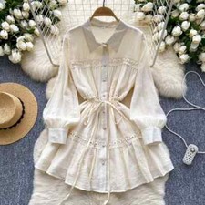 Robe Femme Courte En Satin Doux Boho Chic Beige Simili Lin 21450