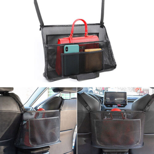 Black Car Seat Insert Mesh Storage Bag Pocket Car Interior Accessories Universal - Foto 1 di 14
