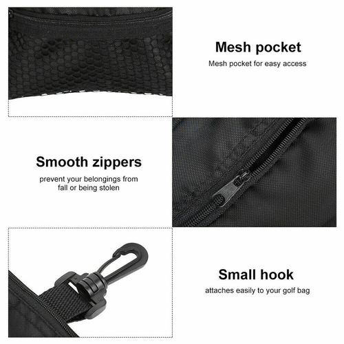 Zippered Golf Valuables Pouch 3 Pocket Tee, Ball, Accessory Bag With Clip US - Picture 7 of 20