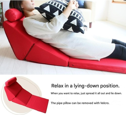Hokushin TV Pillow Chair Urethane Cushion TriFold Multi-Functional Made in Japan - Picture 4 of 7