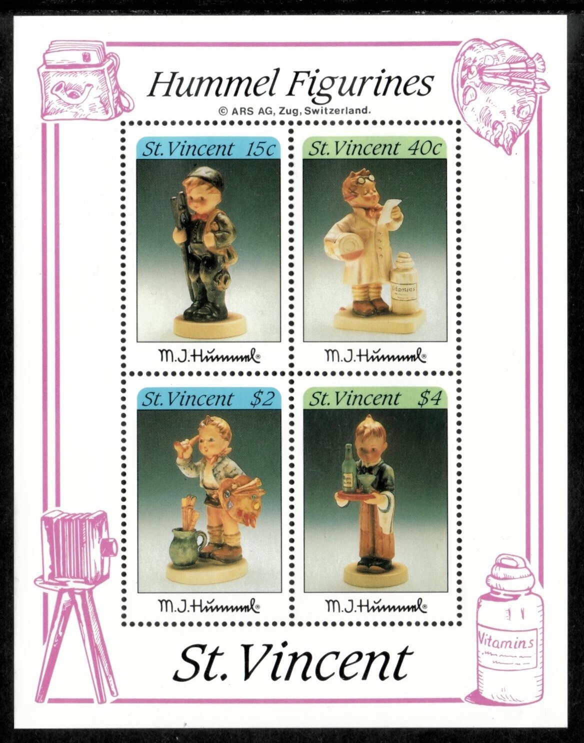 St. Vincent 1990 - Hummel Art - Souvenir Stamp Sheet - Scott #1397A ...