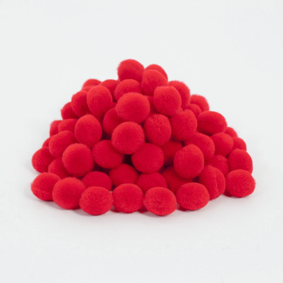 15mm Red Pom Poms Pack Of 100 For Crafting