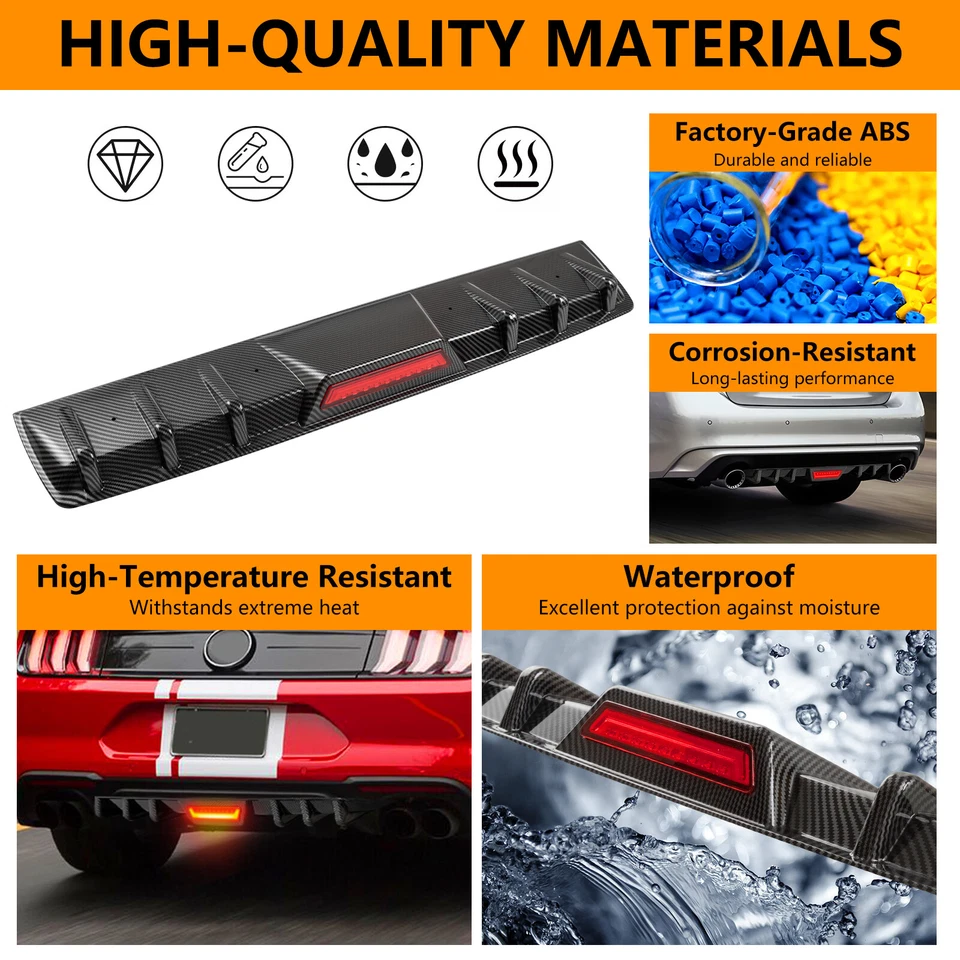 For Toyota Corolla Lower Rear Bumper Diffuser Lip with LED Tail Brake Stop Light - Image 4 of 4