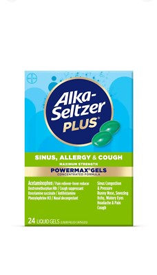Alka-Seltzer Plus Powermax Severe Sinus Allergy  Cough Liquid Gels 24Ct Ex:01/27