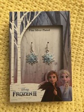 Disney Frozen Fine Silver Plated Drop Dangle Snowflake Earrings USA SELLER