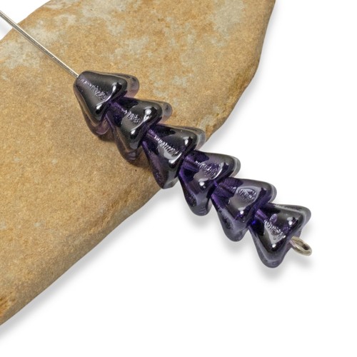 25 Deep Violet Purple Czech Glass Bell Flower Beads - 6x8mm - DIY Jewelry - Picture 4 of 7