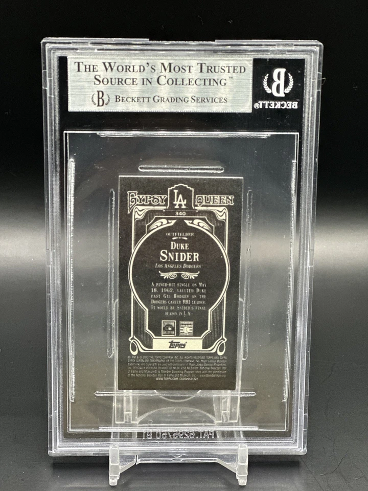 2012 Topps Gypsy Queen Mini Black Duke Snider #340 - BGS 9 Mint - HOF -Dodgers - Image 2 of 2