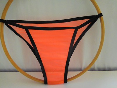 Men''s Seamless Fantagas Brief thong underwear Orange Sheer Low an Tight By SWIC