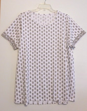 NWT PURE JILL J JILL SS SCOOP NECK PIMA ELLIPTICAL TEE-XL-WHITE FLORAL-NICE 