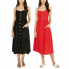 Buffalo Ladies Adjustable Strap Linen Blend Dress