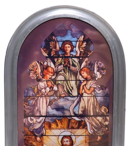Stained Glass Jesus Christ and Three Angels Vintage Made in the USA - Picture 2 of 7