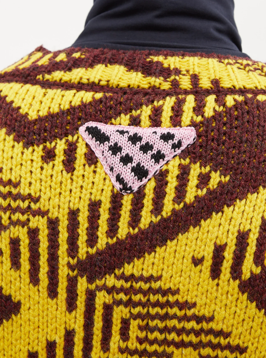 トップス Prada 15ss geometrical knit Prada Pullover Oversized Geometric V-Neck Knit Sweater