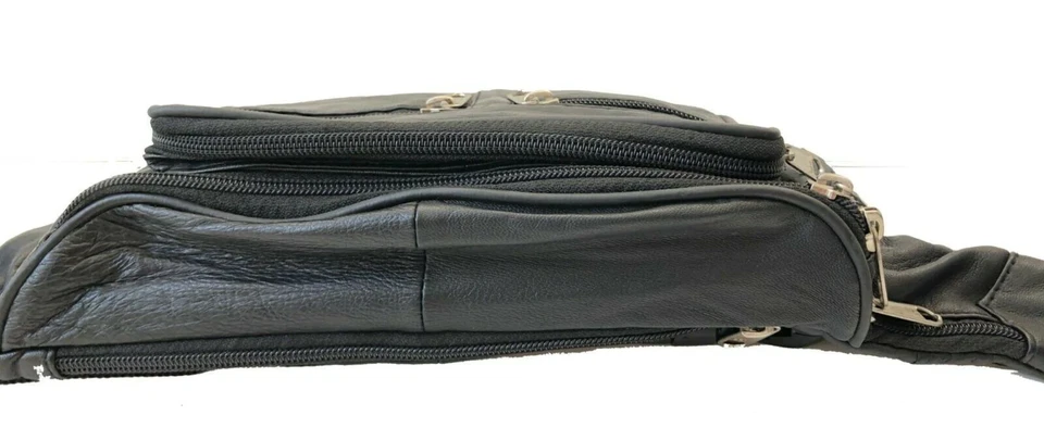 Riñonera deportiva de cuero negra viaje cintura cadera trotar cremallera cadera bolso unisex Foto 2 de 4