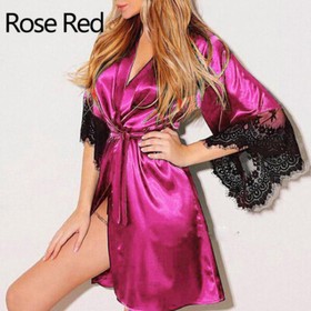 Women's Sexy Silk Satin Sleepwear Nightwear Robe Babydoll Kimono Nigh Gown Dress