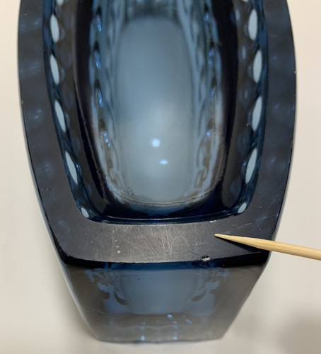 Vintage Czech Blue Pressed Glass Ashtray by Rudolf Jurnikl Sklo Union 1963s - Picture 16 of 19