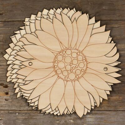 10x Holz Sonnenblume Blumenkopf Basteln Form 3mm Lagen Pflanzen Garten Natur  
