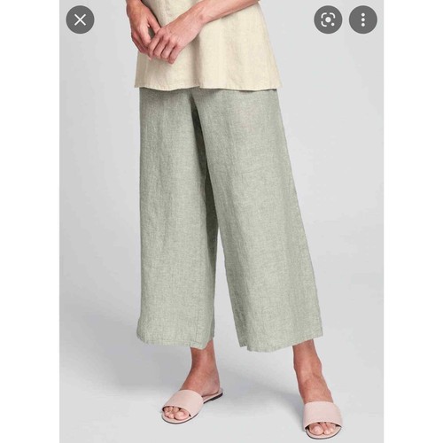 Flax Linen Sage Green Wide Leg Cropped 