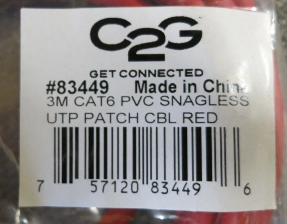 Job Lot 7 x C2G 83449 3M Red Cat6 RJ45 Booted Unshielded Snagless Patch Cable - Image 3 of 3