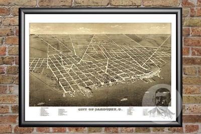 Old Map of Sandusky, OH from 1883 - Vintage Ohio Art, Historic Decor