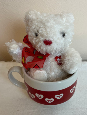 Teddy Bear & Coffee Mug Valentine's Day Combo Hug Me Candy Hearts New
